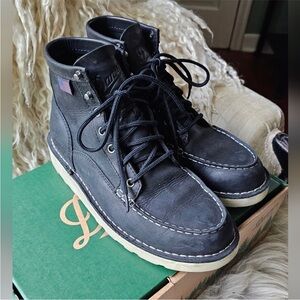 DANNER Bull Run Moc Toe 6" Black Steel Toe size 7.5 shoes boots lace up